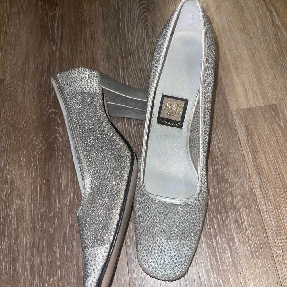 Nina Silver Sparkle Heels